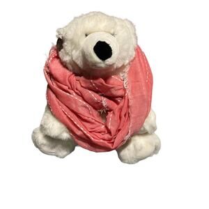 Bloomingdale’s Infinity Scarf coral pink‎ with fringe edge NWT